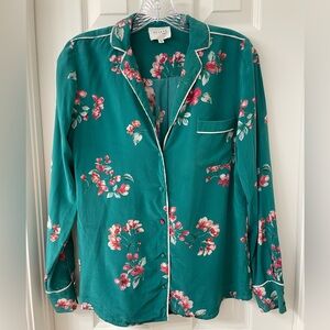 Sézane green and floral silk blouse size 36